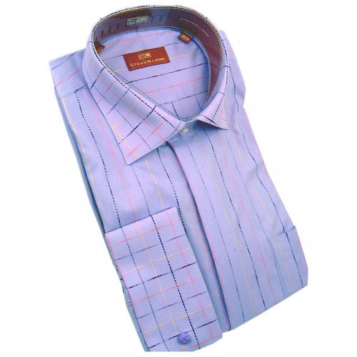 Steven Land Lavender/Multi Pinstripes 100% Cotton Shirt